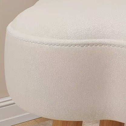Modern Art Deco Sherpa Fabric Solid Wood Cloud Round Low Stool For Living Room