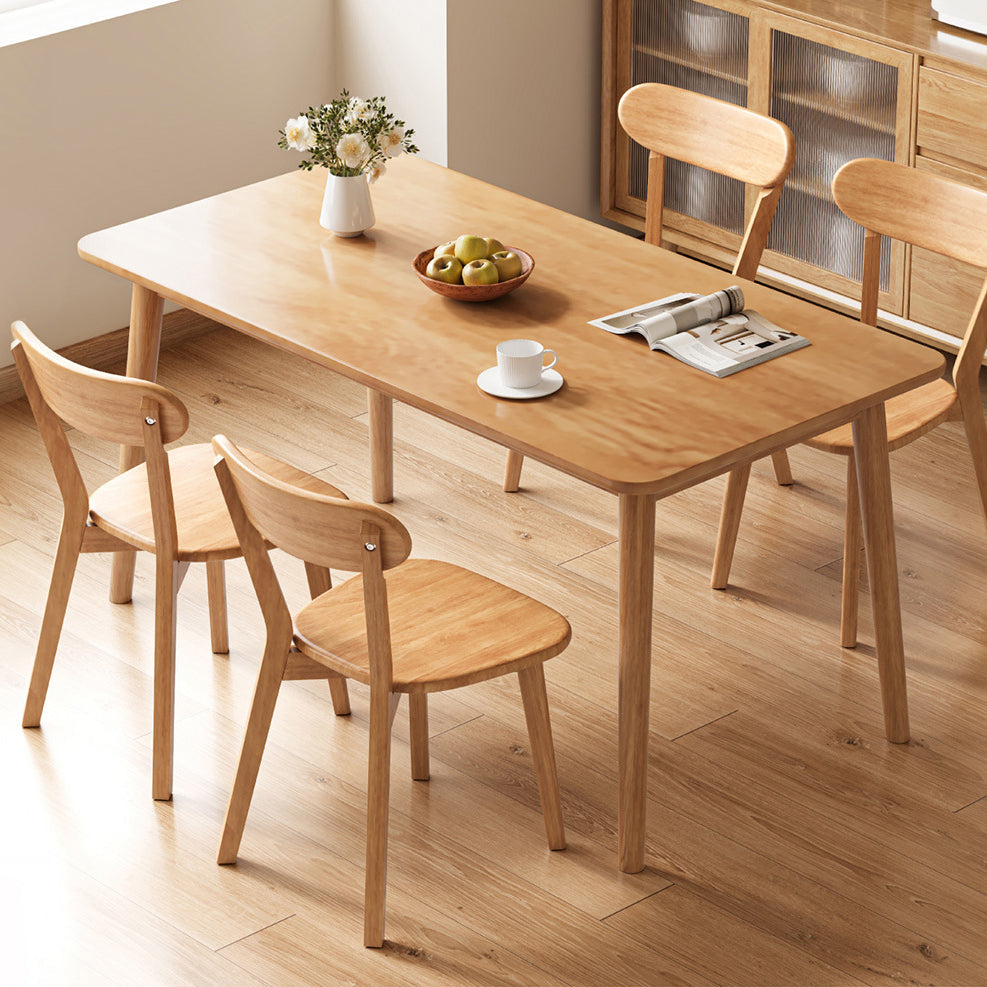 Contemporary Scandinavian Rubberwood Fabric Curved Dining Chair With Backrest For Dining Room
