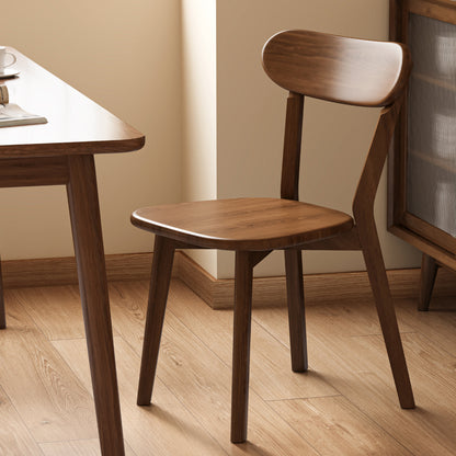 Contemporary Scandinavian Rubberwood Fabric Curved Dining Chair With Backrest For Dining Room