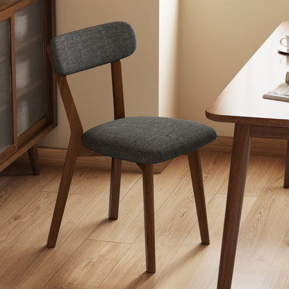 Contemporary Scandinavian Rubberwood Fabric Curved Dining Chair With Backrest For Dining Room
