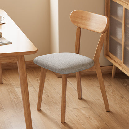 Contemporary Scandinavian Rubberwood Fabric Curved Dining Chair With Backrest For Dining Room