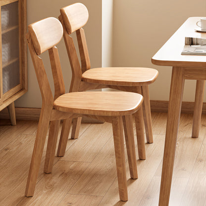 Contemporary Scandinavian Rubberwood Fabric Curved Dining Chair With Backrest For Dining Room
