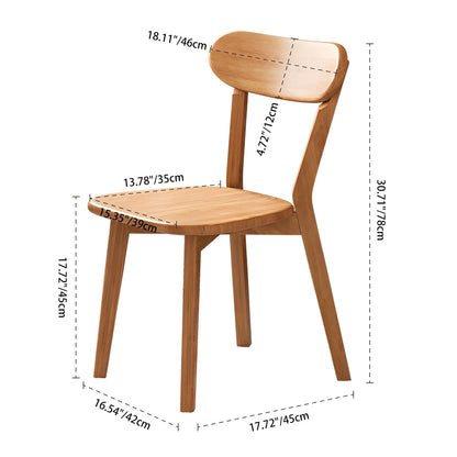 Contemporary Scandinavian Rubberwood Fabric Curved Dining Chair With Backrest For Dining Room