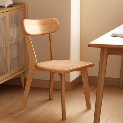 Traditional Chinese Rubberwood Curved Dining Chair With Backrest For Dining Room