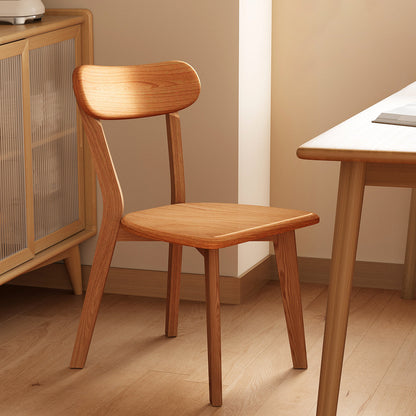 Traditional Chinese Rubberwood Curved Dining Chair With Backrest For Dining Room