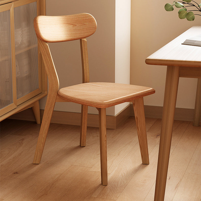 Traditional Chinese Rubberwood Curved Dining Chair With Backrest For Dining Room