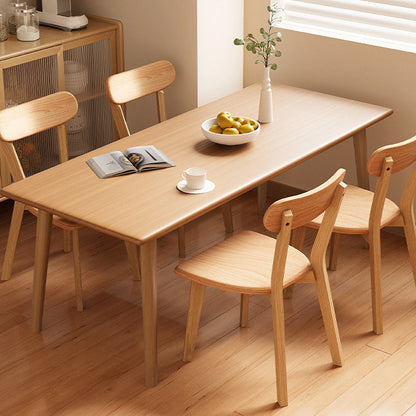 Traditional Chinese Rubberwood Curved Dining Chair With Backrest For Dining Room