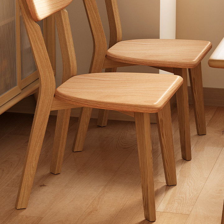Traditional Chinese Rubberwood Curved Dining Chair With Backrest For Dining Room