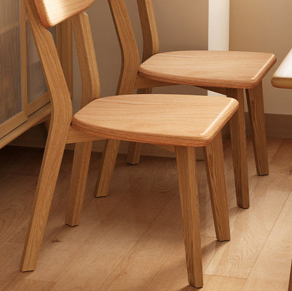 Traditional Chinese Rubberwood Curved Dining Chair With Backrest For Dining Room