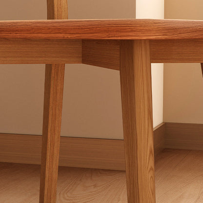 Traditional Chinese Rubberwood Curved Dining Chair With Backrest For Dining Room