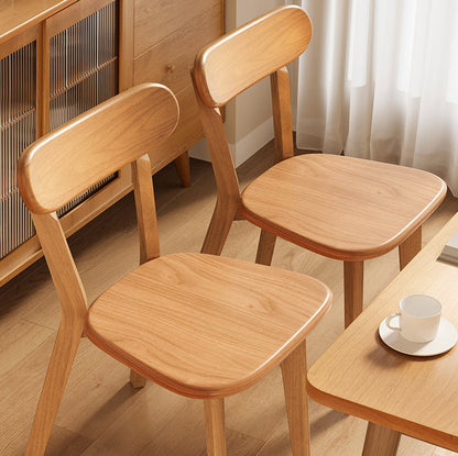 Traditional Chinese Rubberwood Curved Dining Chair With Backrest For Dining Room