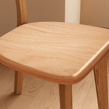 Traditional Chinese Rubberwood Curved Dining Chair With Backrest For Dining Room