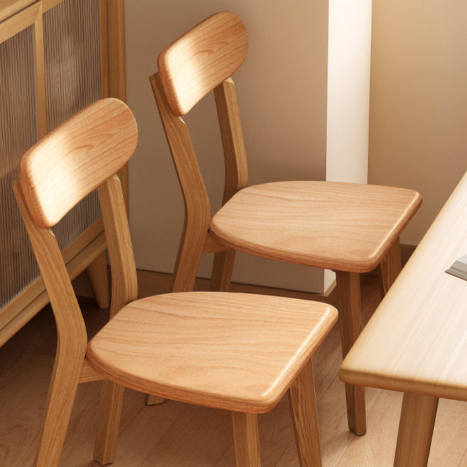Traditional Chinese Rubberwood Curved Dining Chair With Backrest For Dining Room