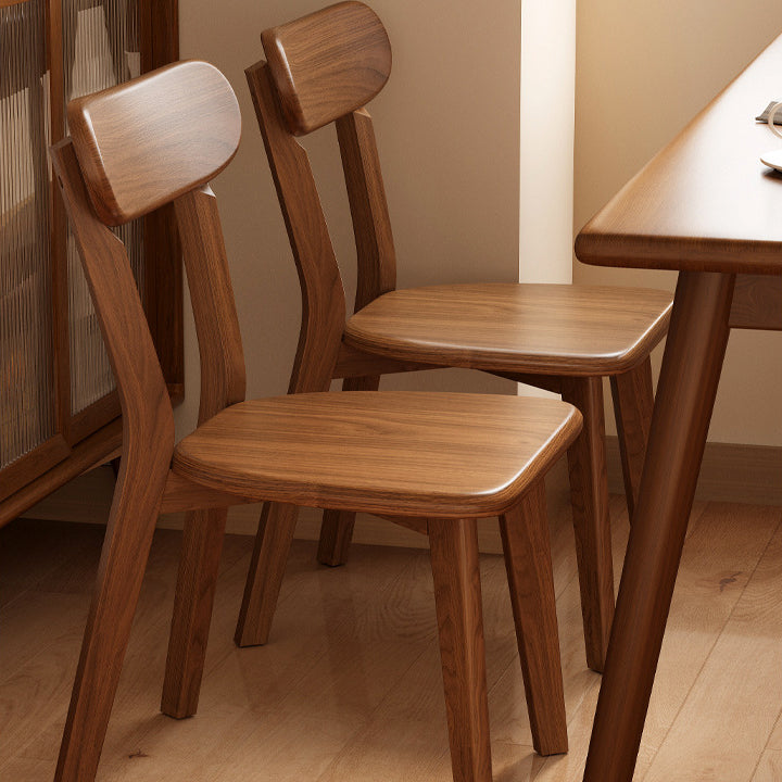 Traditional Chinese Rubberwood Curved Dining Chair With Backrest For Dining Room