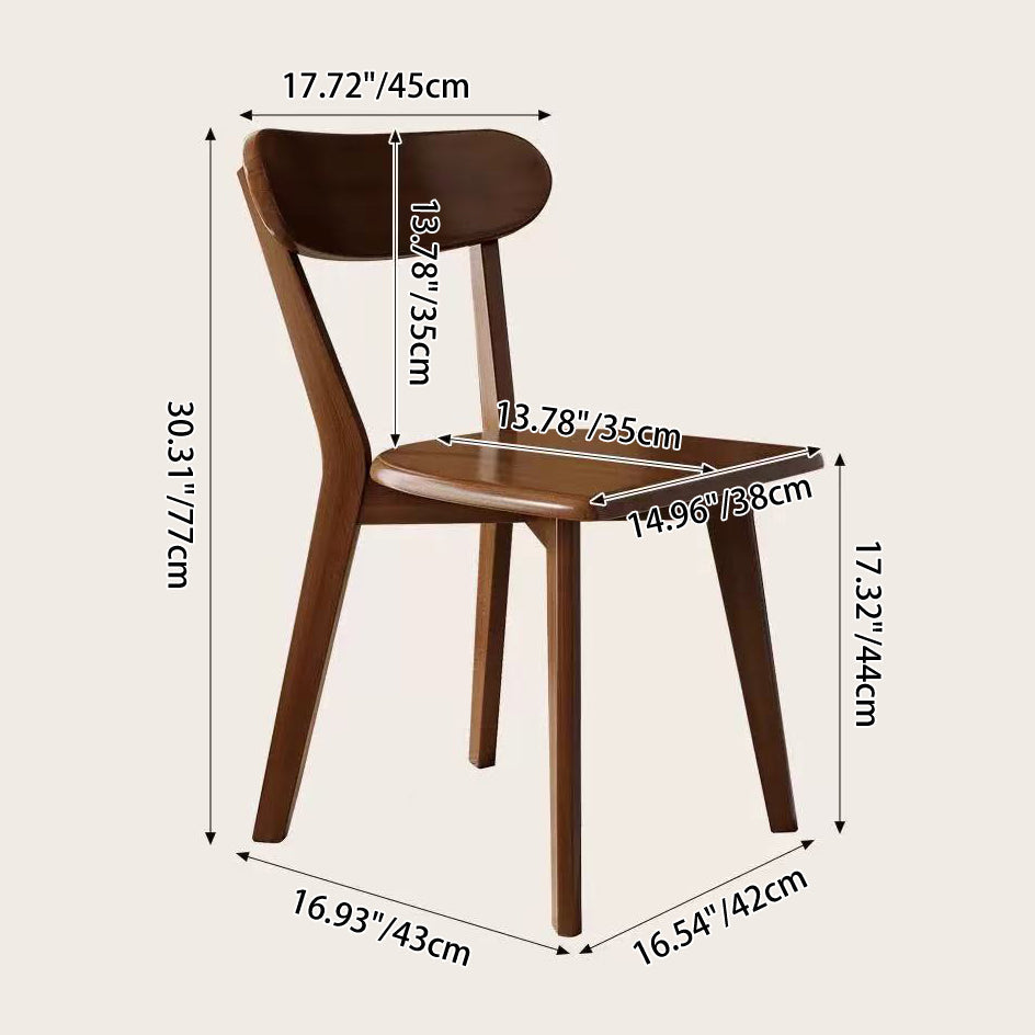 Traditional Chinese Rubberwood Curved Dining Chair With Backrest For Dining Room