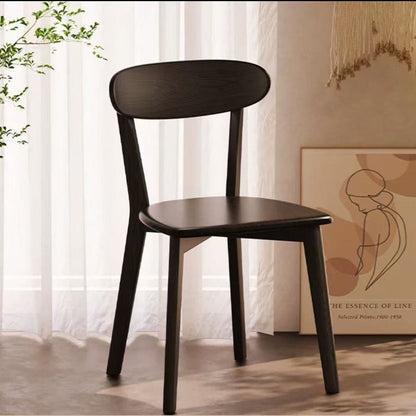 Traditional Chinese Rubberwood Curved Dining Chair With Backrest For Dining Room