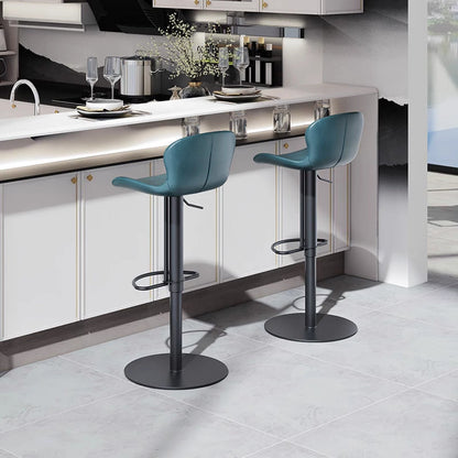 Contemporary Nordic Crazy Horse Leather Stainless Steel Carbon Steel Swivel Bar Stool With Backrest For Living Room