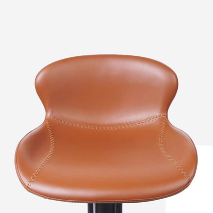 Contemporary Nordic Crazy Horse Leather Stainless Steel Carbon Steel Swivel Bar Stool With Backrest For Living Room