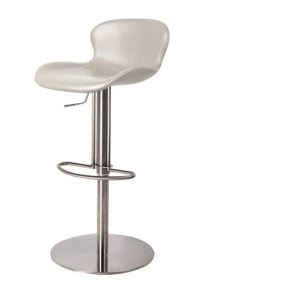 Contemporary Nordic Crazy Horse Leather Stainless Steel Carbon Steel Swivel Bar Stool With Backrest For Living Room