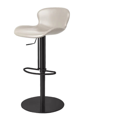 Contemporary Nordic Crazy Horse Leather Stainless Steel Carbon Steel Swivel Bar Stool With Backrest For Living Room