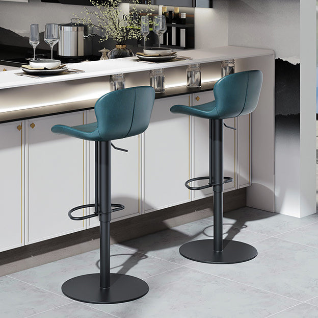 Contemporary Nordic Crazy Horse Leather Stainless Steel Carbon Steel Swivel Bar Stool With Backrest For Living Room