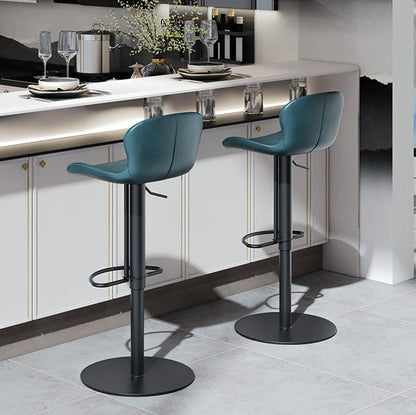Contemporary Nordic Crazy Horse Leather Stainless Steel Carbon Steel Swivel Bar Stool With Backrest For Living Room