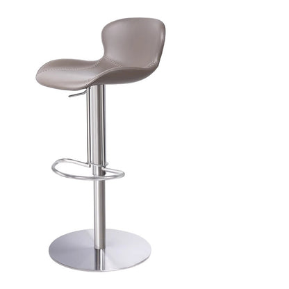Contemporary Nordic Crazy Horse Leather Stainless Steel Carbon Steel Swivel Bar Stool With Backrest For Living Room