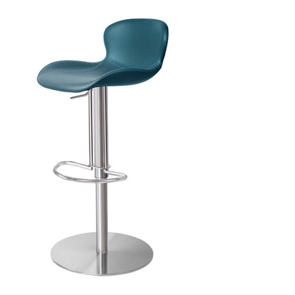 Contemporary Nordic Crazy Horse Leather Stainless Steel Carbon Steel Swivel Bar Stool With Backrest For Living Room