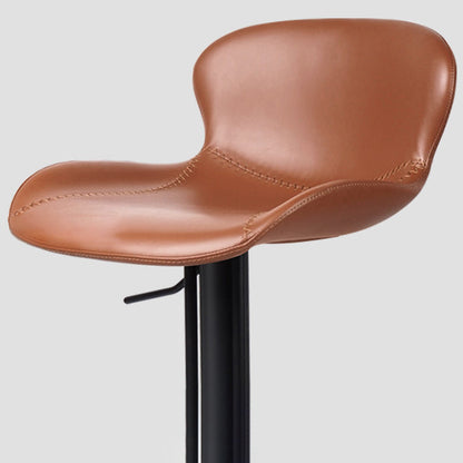 Contemporary Nordic Crazy Horse Leather Stainless Steel Carbon Steel Swivel Bar Stool With Backrest For Living Room
