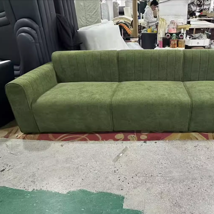 Traditional French Chenille Eucalyptus Wavy Rectangular Sofa 2-Seater With Armrest Backrest For Living Room