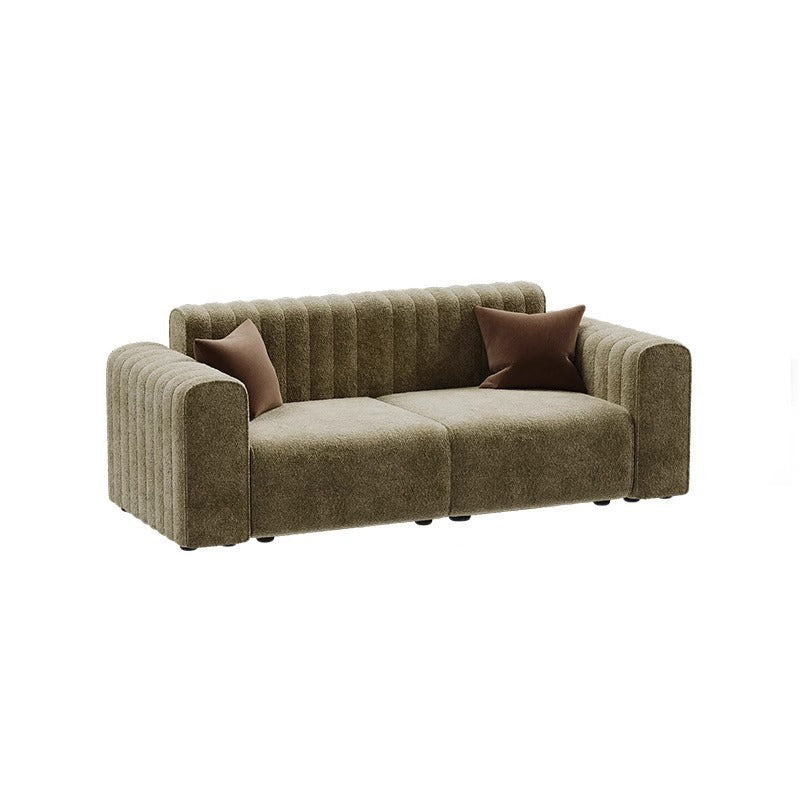 Traditional French Chenille Eucalyptus Wavy Rectangular Sofa 2-Seater With Armrest Backrest For Living Room