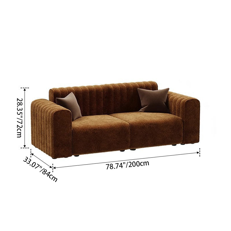 Traditional French Chenille Eucalyptus Wavy Rectangular Sofa 2-Seater With Armrest Backrest For Living Room