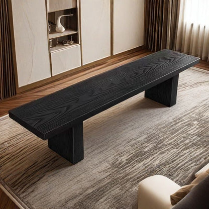 Traditional Chinese Pine Wood Rectangular Shoe Bench For Living Room