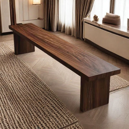 Traditional Chinese Pine Wood Rectangular Shoe Bench For Living Room