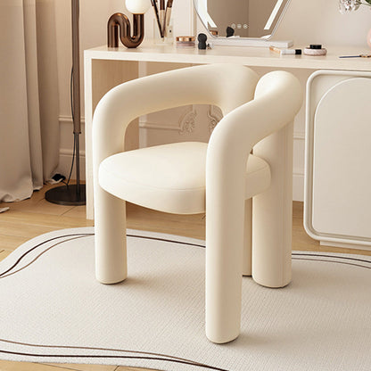 Contemporary Creative Velvet Metal Rounded Curved Cylindrical Vanity Chair With Armrests Backrest For Bedroom