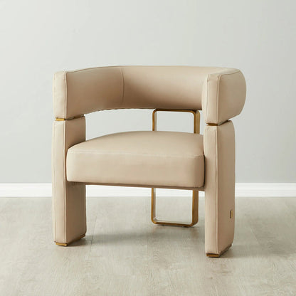Contemporary Scandinavian Velvet Metal Solid Wood Curved Rectangular Accent Chair With Armrests Backrest For Living Room