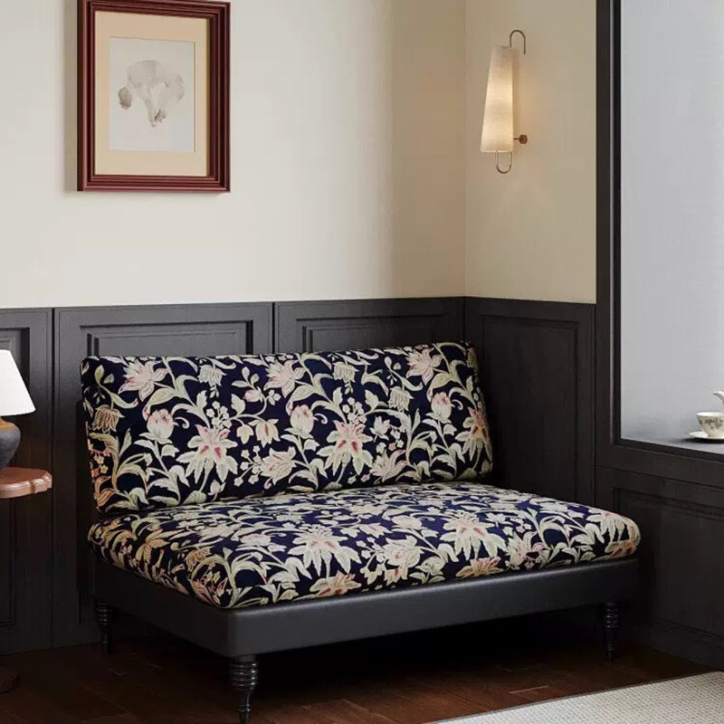 Traditional French Solid Wood Fabric Rectangular Cylindrical Accent Chair With Backrest For Living Room
