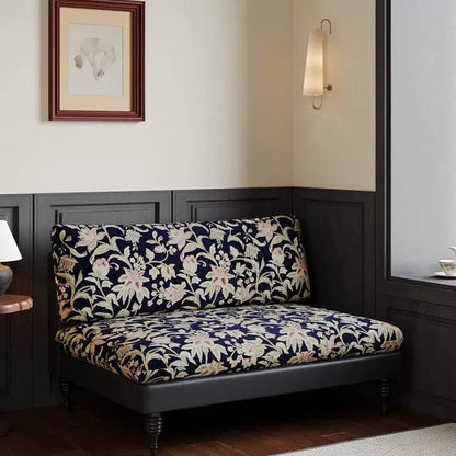 Traditional French Solid Wood Fabric Rectangular Cylindrical Accent Chair With Backrest For Living Room