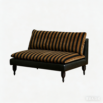 Traditional French Solid Wood Fabric Rectangular Cylindrical Accent Chair With Backrest For Living Room
