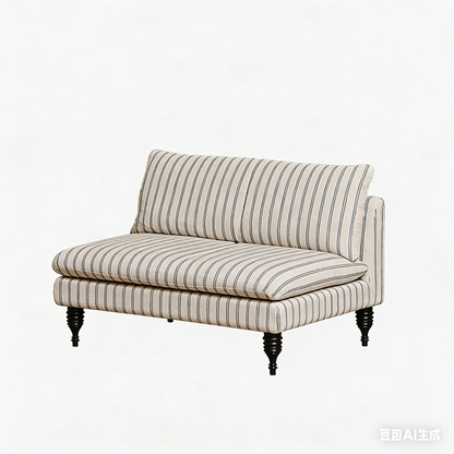 Traditional French Solid Wood Fabric Rectangular Cylindrical Accent Chair With Backrest For Living Room