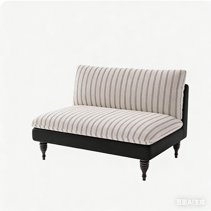 Traditional French Solid Wood Fabric Rectangular Cylindrical Accent Chair With Backrest For Living Room