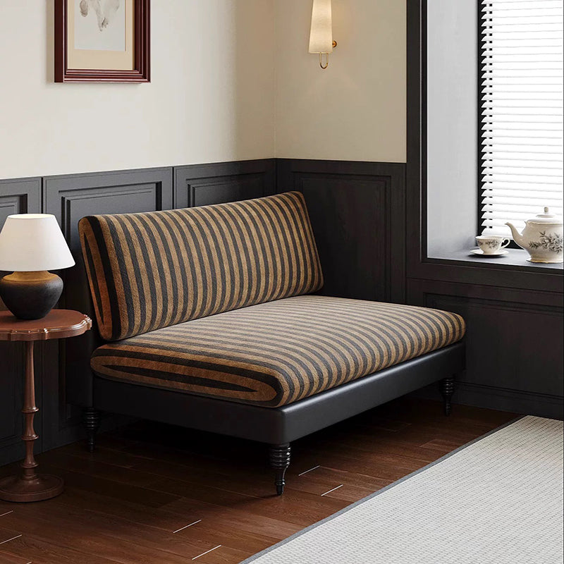 Traditional French Solid Wood Fabric Rectangular Cylindrical Accent Chair With Backrest For Living Room