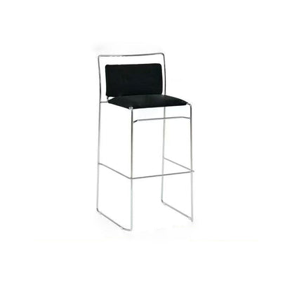 Contemporary Scandinavian Linen Carbon Steel Square Curved Bar Stool With Backrest For Living Room