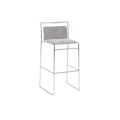 Contemporary Scandinavian Linen Carbon Steel Square Curved Bar Stool With Backrest For Living Room