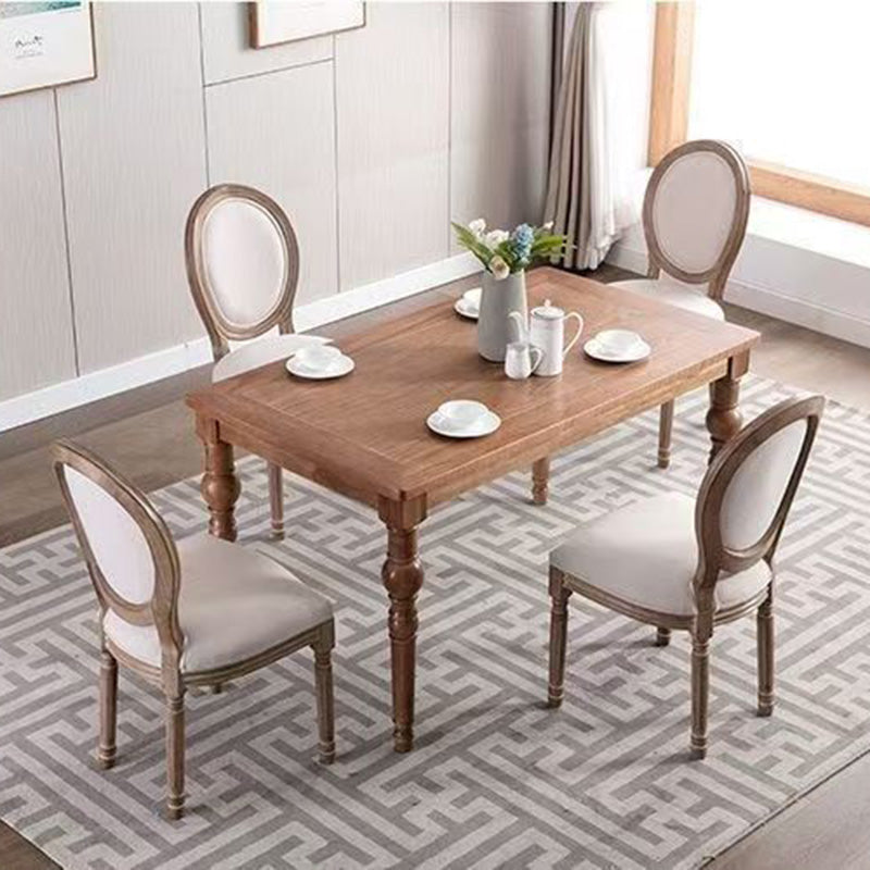 Traditional French Rubberwood PU Leather Velvet Oval Curved Dining Chair With Armrests Backrest For Dining Room