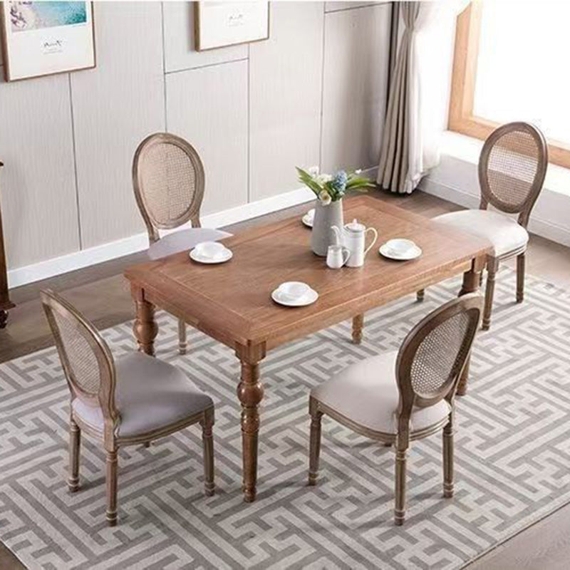 Traditional French Rubberwood PU Leather Velvet Oval Curved Dining Chair With Armrests Backrest For Dining Room