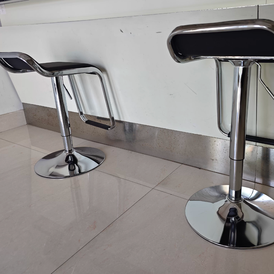 Contemporary Nordic MDF Iron Adjustable Curved Square Bar Stool For Living Room