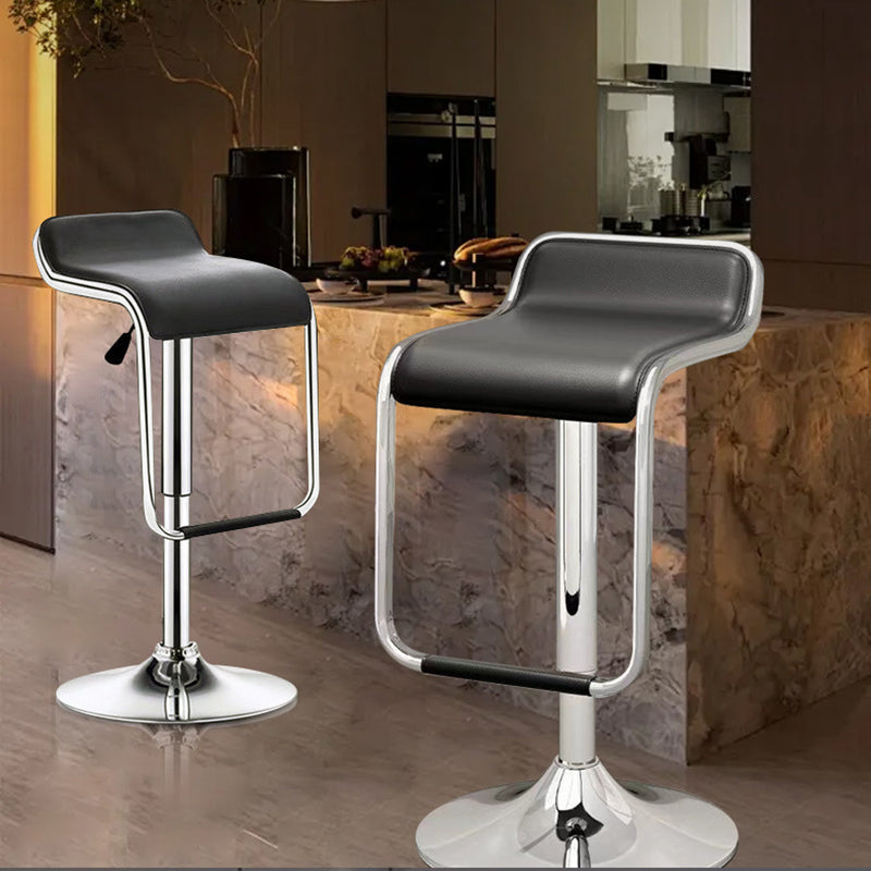 Contemporary Nordic MDF Iron Adjustable Curved Square Bar Stool For Living Room
