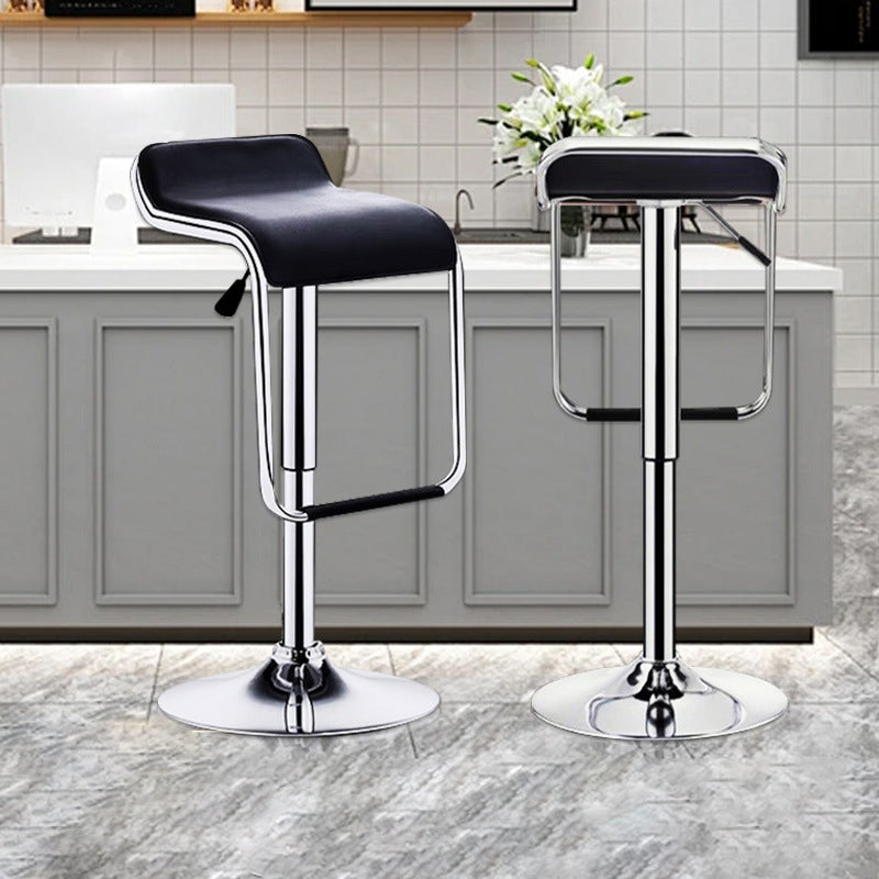 Contemporary Nordic MDF Iron Adjustable Curved Square Bar Stool For Living Room