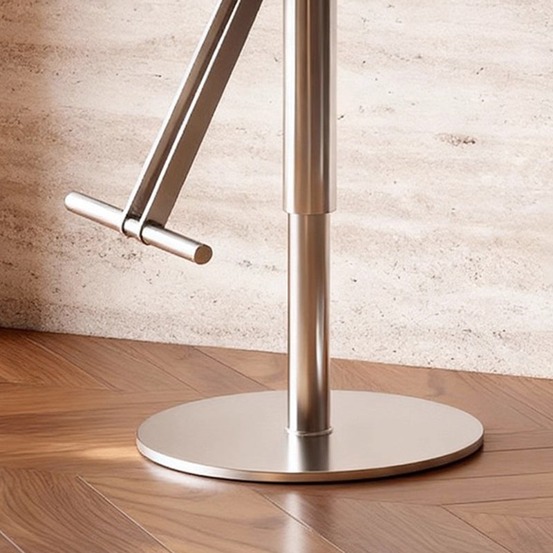 Traditional French Velvet Stainless Steel Round Curved Adjustable Bar Stool With Backrest For Living Room